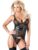 Cottelli Wet Look and Mesh Bustier and G-String Set