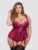 Lovehoney Plus Size Moonlight Wine Crotchless Plunge Teddy