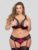 Lovehoney Plus Size Moonlight Peekaboo Bra and Garter Panties Set