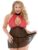 Fantasy Lingerie Plus Size Curve Red and Black Halterneck Keyhole Babydoll Set