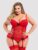 Lovehoney Plus Size Red Lace Push-Up Basque Set