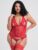 Lovehoney Plus Size Red Peek-a-Boo Merry Widow Bustier Set