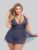 Lovehoney Plus Size Late Night Liaison Blue Lace Babydoll Set