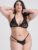 Lovehoney Plus Size Black Lace Peek-a-Boo Bra and Crotchless G-String Set