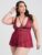 Lovehoney Plus Size Late Night Liaison Wine Lace Babydoll Set