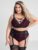 Lovehoney Plus Size Night Lily Wine and Black Lace Bra Set