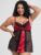 Lovehoney Plus Size Empress Red Satin and Lace Chemise Set