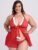 Lovehoney Plus Size Holiday Pom-Pom Red Sheer Babydoll Set