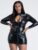 Lovehoney Plus Size Fierce Wet Look Long Sleeve Cut-Out Mini Dress