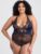 Lovehoney Plus Size Dark Orchid Navy Satin and Lace Plunge Teddy