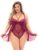 Escante Plus Size Underwired Wine Lace and Mesh Teddy