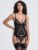 Lovehoney Lotus Black Sheer Embroidered Basque Set