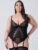 Lovehoney Plus Size Lotus Black Sheer Embroidered Basque Set