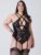 Lovehoney Plus Size Fierce Romance Black Wet Look and Lace Bustier Set