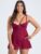 Lovehoney Parisienne Wine Lace Plunge Babydoll Set