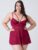 Lovehoney Plus Size Parisienne Wine Lace Plunge Babydoll Set