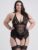 Lovehoney Plus Size Peek-a-Boo Black Lace Merry Widow Bustier Set