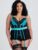 Lovehoney Plus Size Empress Blue Satin and Lace Basque Set