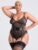 Lovehoney Plus Size Fierce Wet Look and Mesh Paneled Black Bustier Set