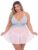 Escante Plus Size Pink Lace and Mesh Babydoll Set