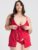 Lovehoney Plus Size Unwrap Me Red Satin Babydoll Gift Set