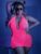 Fantasy Lingerie Plus Size Glow Neon Pink Halterneck Mini Dress