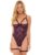 Oh La La Cheri Elayne Purple Open-Cup Crotchless Lace Teddy with Garter Straps