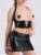 Lovehoney Fierce Leather-Look Lace-Up Black Bra & Skirt Set