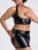 Lovehoney Plus Size Fierce Leather Look Lace-Up Black Bra & Skirt Set