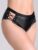 Lovehoney Fierce Leather Look Lace-Up Black Crotchless Open-Back Panties